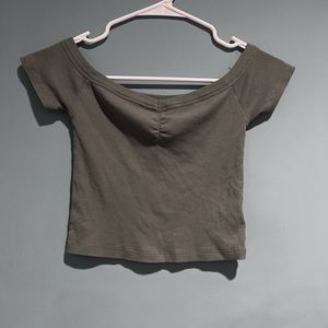 Green Off-The-Shoulder Crop Top